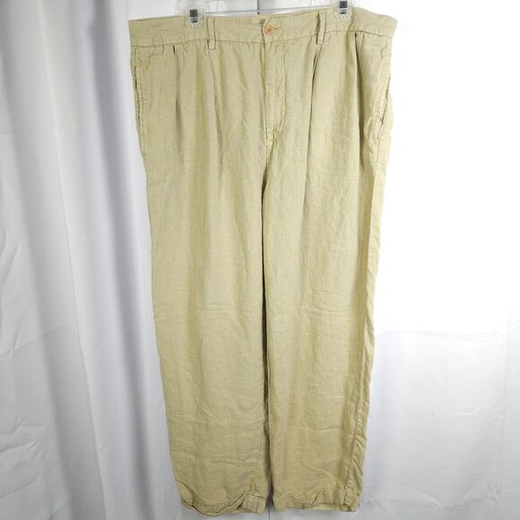 Nautica Rigger Mens 36x30 Beige 100% Linen Classic Fit Chino Khaki Pants Trouser - Picture 1 of 7